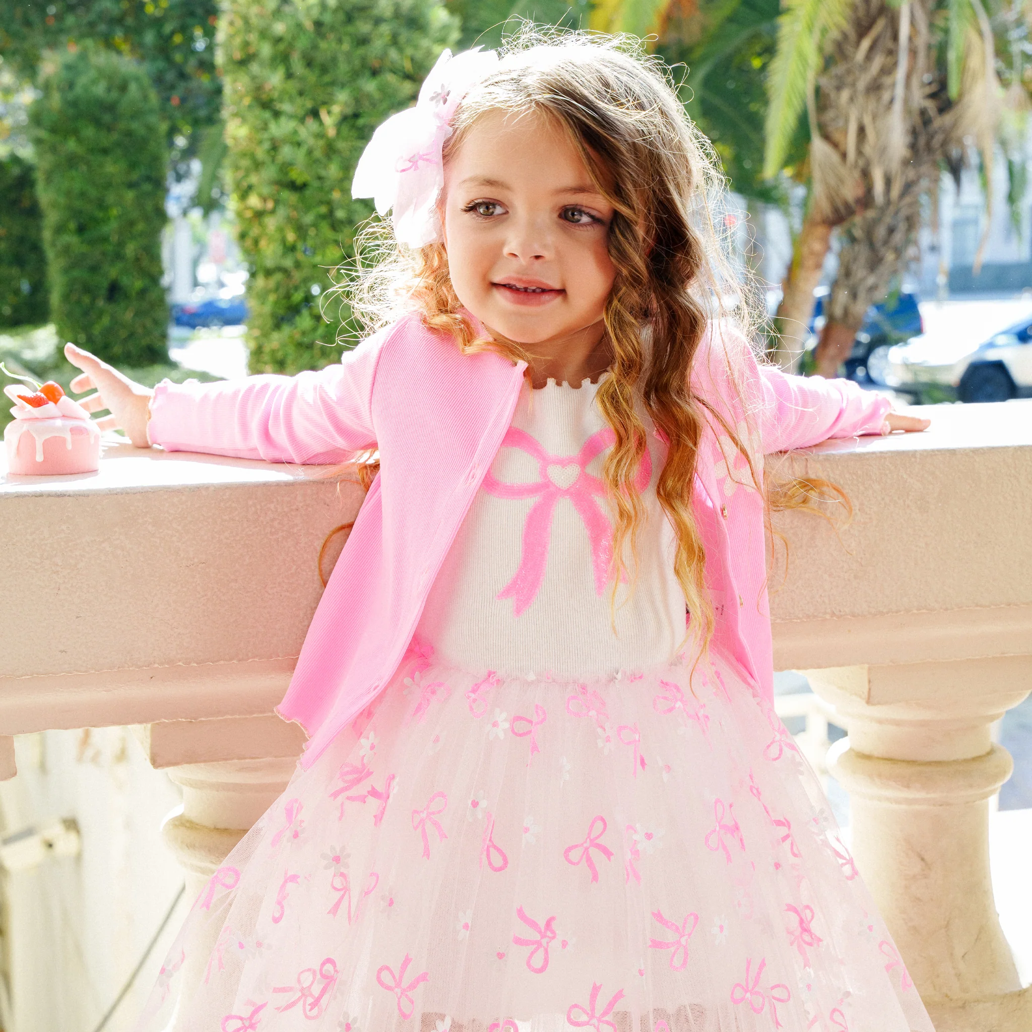 Petite Hailey Bow Tutu Dress in Pink | Girls' Formal Party Dress for Birthday, Wedding & Special Occasions