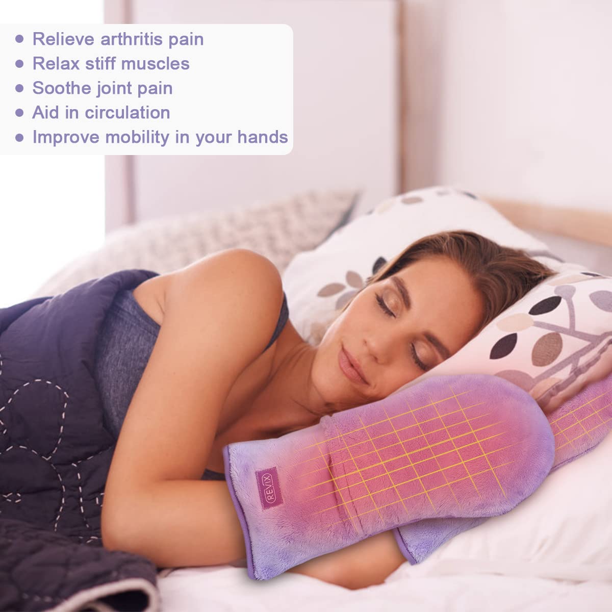 REVIX Microwavable Heating Mittens & Microwave Heating Pad for Pain Relief - Arthritis, Elbow, Muscle & Joint Warmers - 1 Pair for Hand Warmth & Comfort - Perfect for Cold Weather, Arthritis Relief & Relaxation at Home