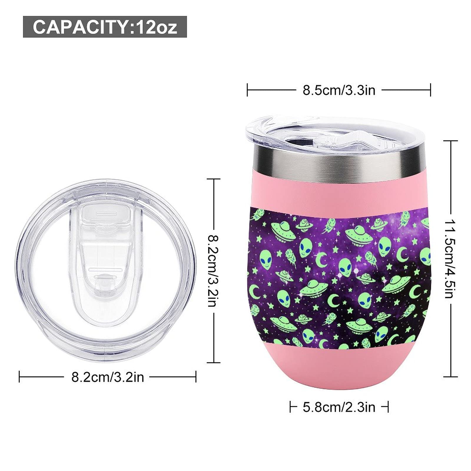 Galaxy Alien Vacuum Insulated Wine Tumbler - Stainless Steel Travel Cup for Coffee & Wine On-the-Go