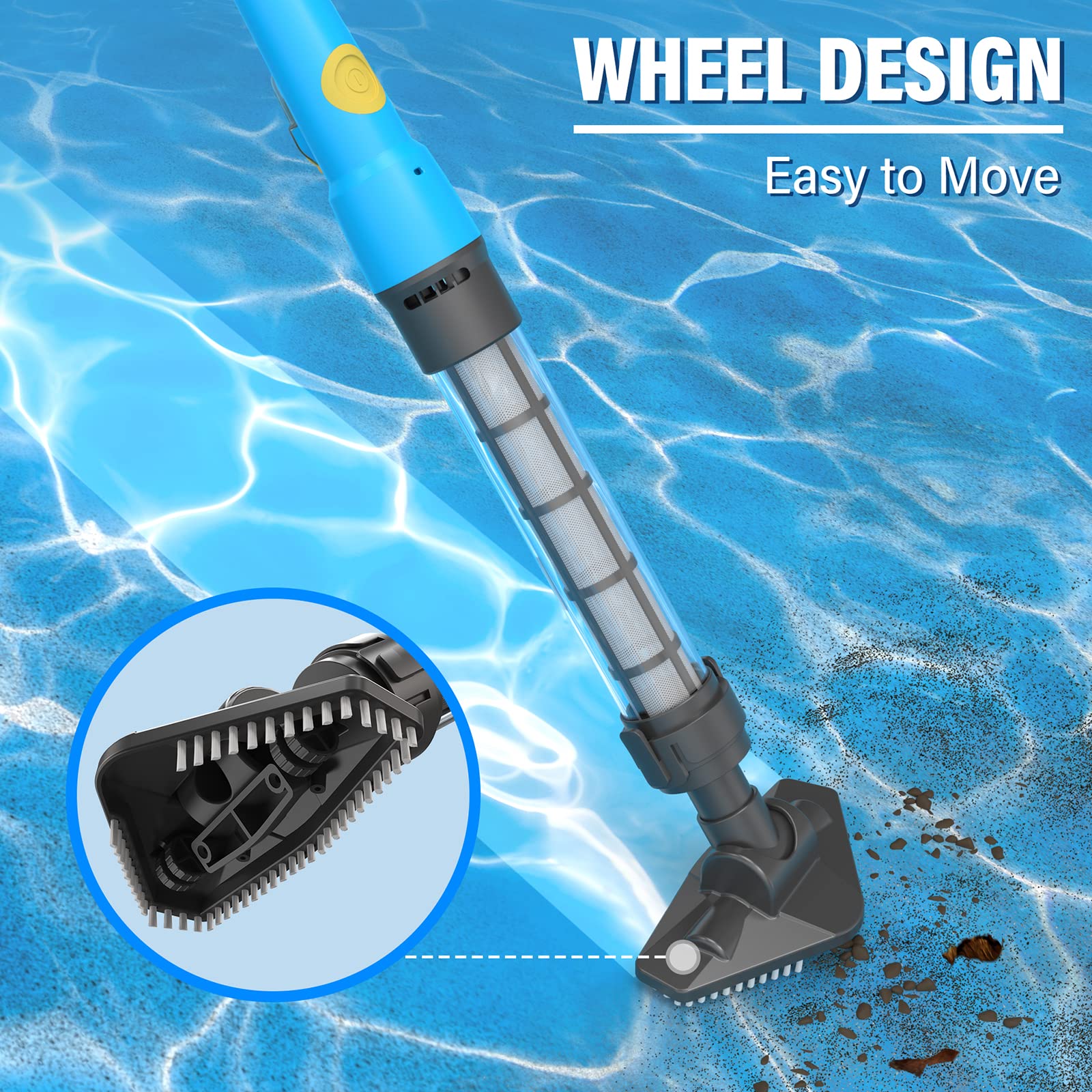 Rechargeable Cordless Pool Vacuum Cleaner - Handheld Above Ground Pool Cleaner for Spas, Hot Tubs & Swimming Pools | Portable Pool Maintenance Tool for Leaves, Dirt & Debris | Perfect for Quick Cleaning & Regular Pool Maintenance
