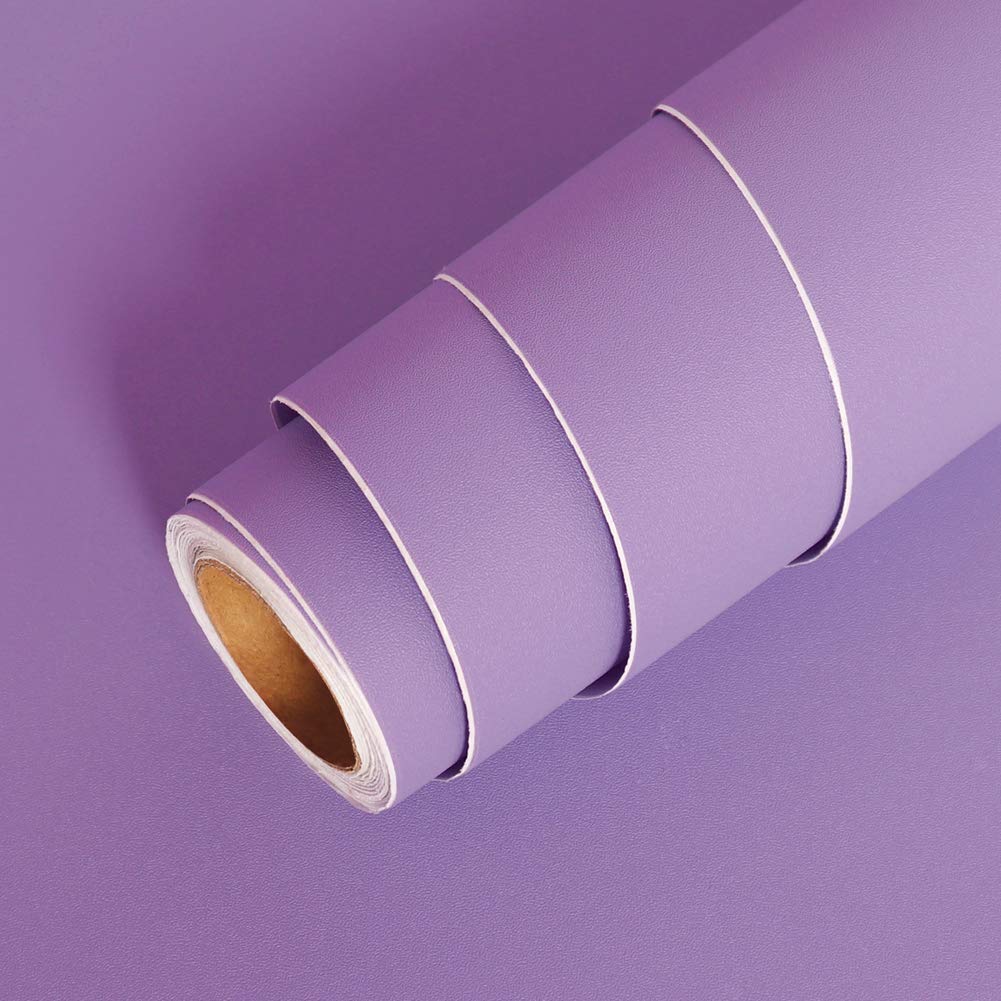 LACHEERY Matte Textured Peel and Stick Wallpaper - Removable Lilac Purple Vinyl Contact Paper for Accent Walls, Dollhouse, Locker, Shelves, Table, Nightstand | Girls Room Decor | 15.8
