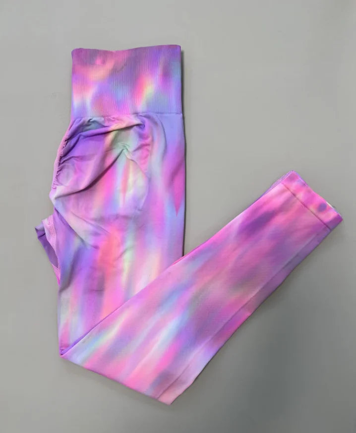 Tie Dye Seamless High Waist Yoga Leggings for Women - Booty Lifting Workout Pants with Scrunch Butt Design - Stretchy Gym Tights for Running, Fitness & Lounge Wear