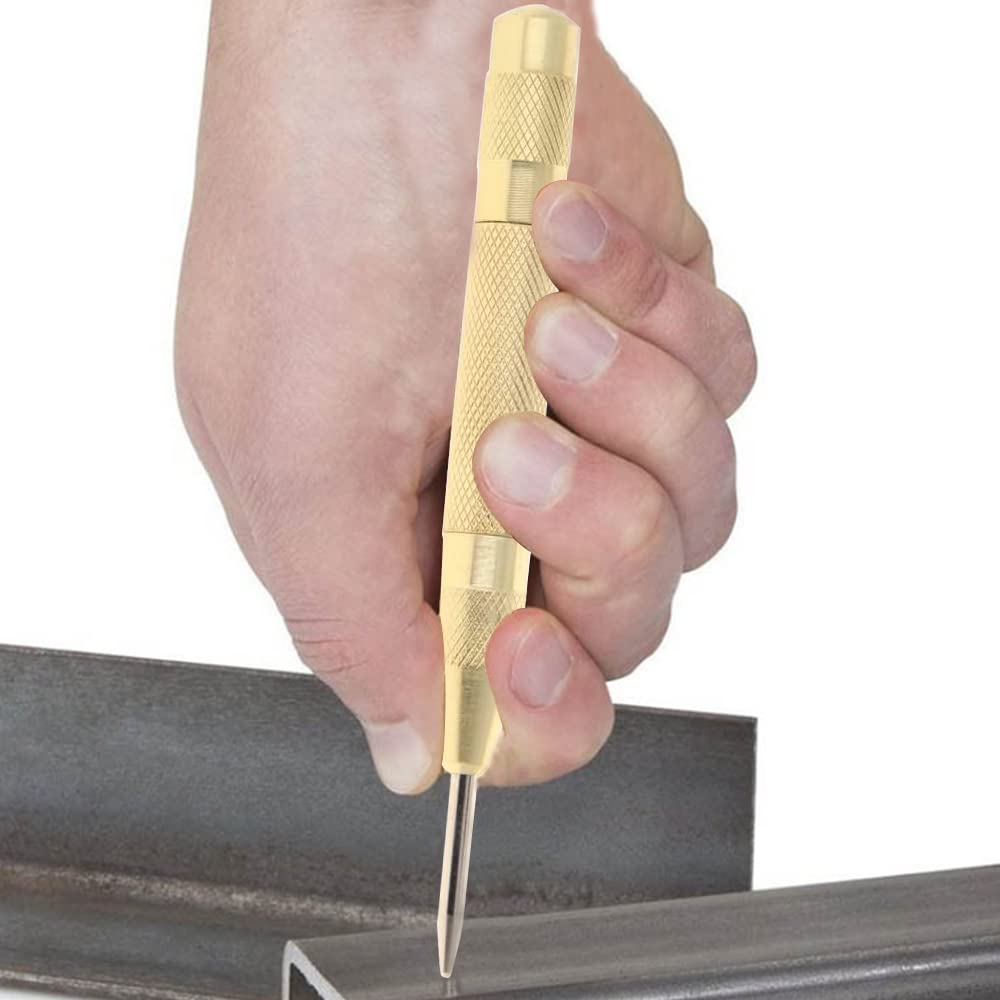 Utoolmart Automatic Center Punch - HSS Adjustable Spring Loaded Drill Tool for Wood, Metal & Plastic - Adjustable Impact Hand Tool (Black, 2-Piece Set) - Perfect for DIY Projects, Metalworking & Woodworking