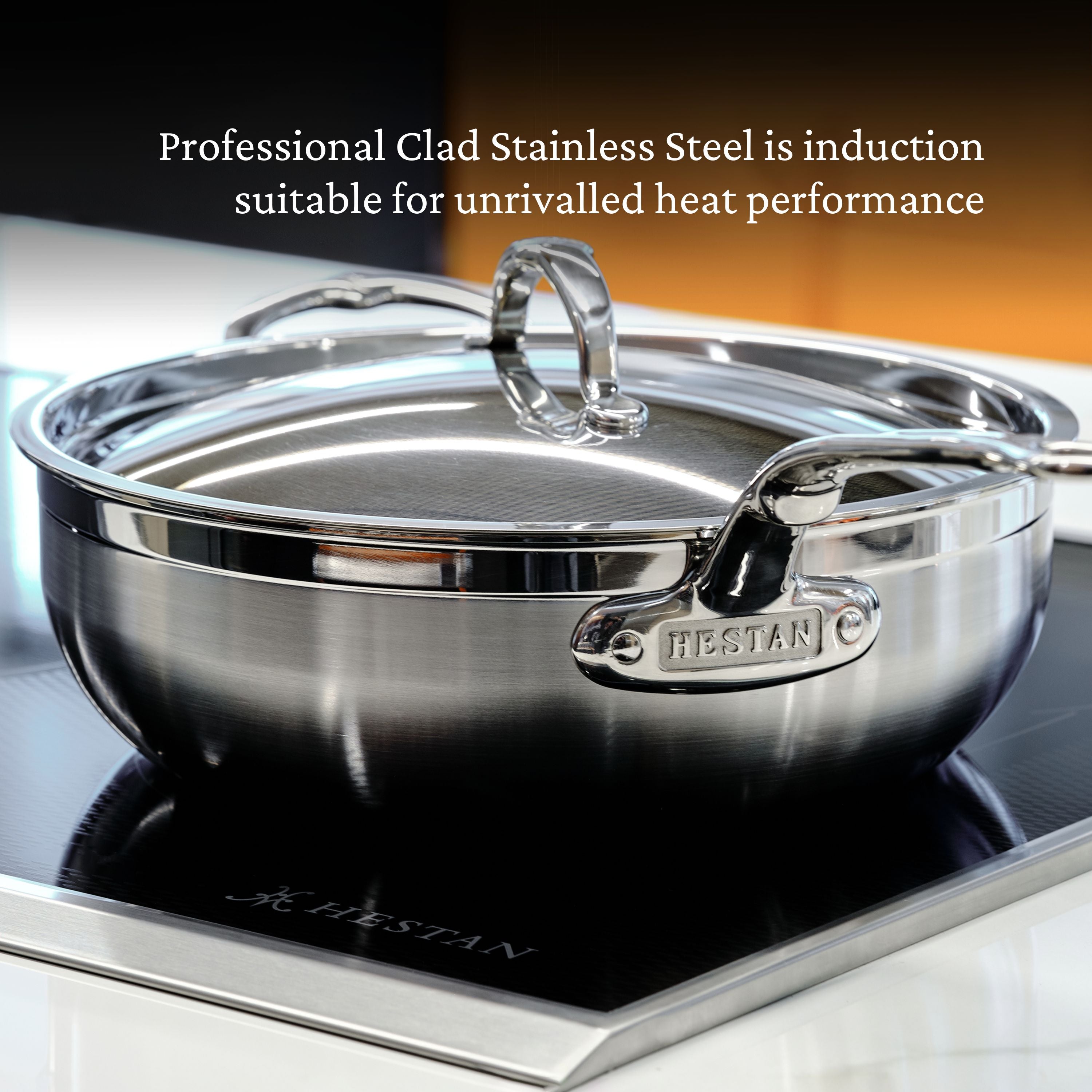 Hestan Probond Covered Essential Pan with Helper Handle - 5.0 Quart (28cm) Nonstick Cookware - Perfect for Sautéing, Frying & Slow Cooking