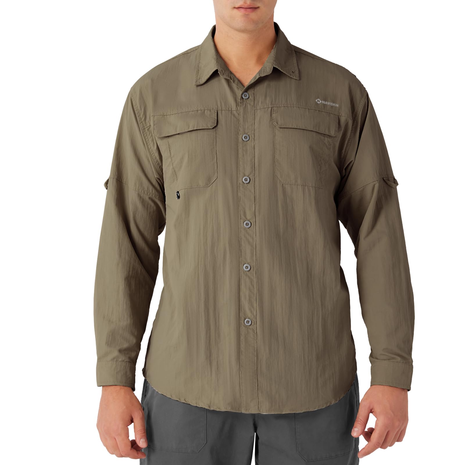 NAVISKIN UPF 50+ Men's Long Sleeve Sun Protection Shirt - Lightweight Fishing & Hiking Shirt for Outdoor Activities, Travel, Camping, and Beach Wear