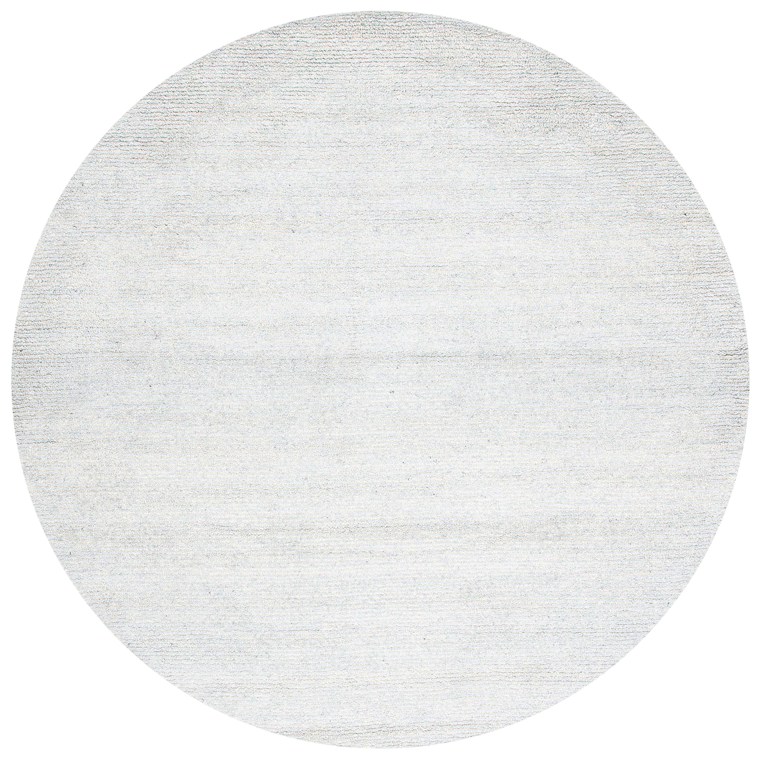 SAFAVIEH Himalaya Collection 6' Round Silver HIM153G Handmade Premium Wool & Viscose Area Rug - Soft & Durable for Living Room, Bedroom, or Office Decor