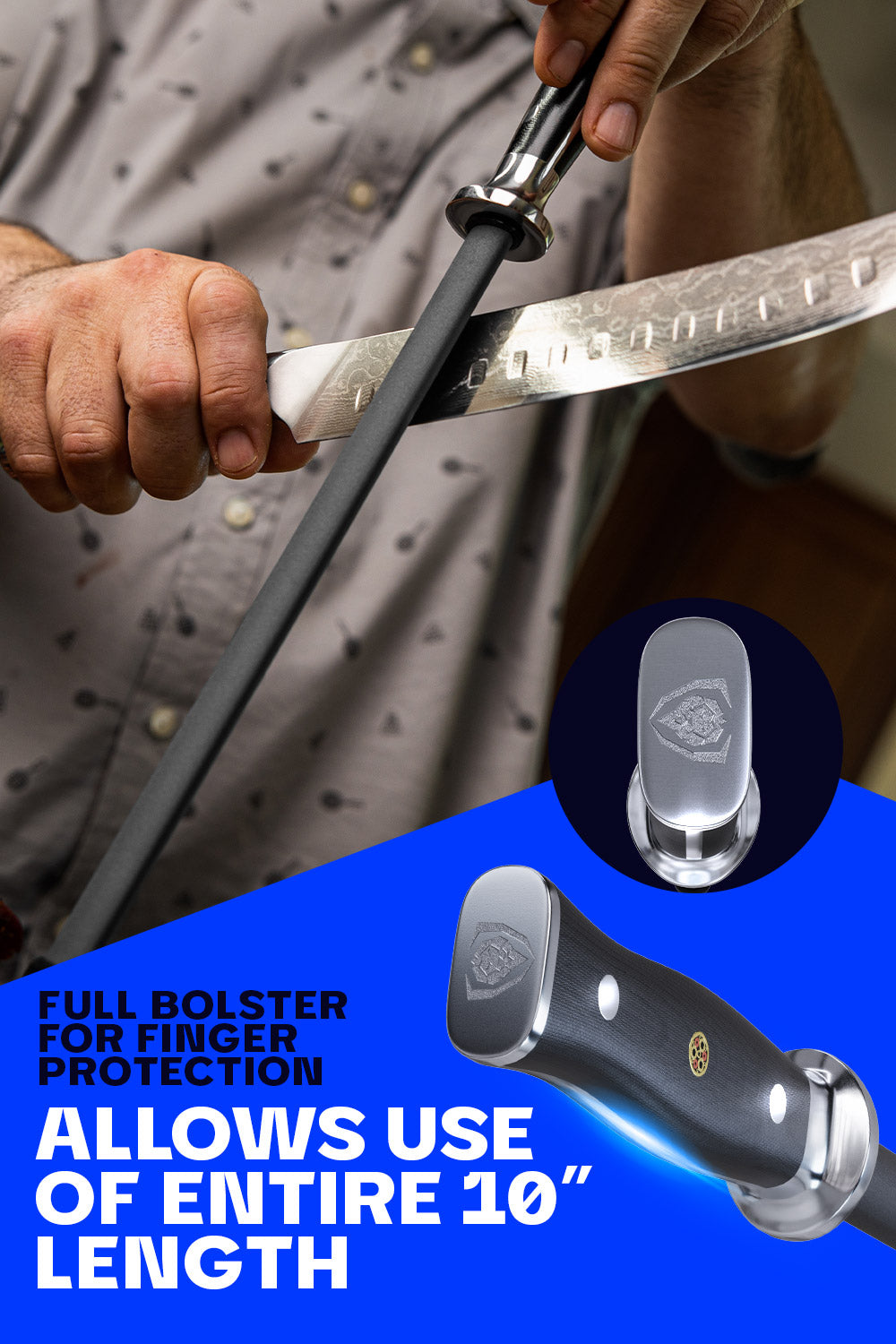 Dalstrong 10-Inch Ceramic Honing Rod - Professional Knife Sharpener for Kitchen Chefs & Home Cooks | Perfect for Maintaining Razor-Sharp Edges on Chef Knives & Steak Knives | Ideal for Professional Kitchens & Home Cooking