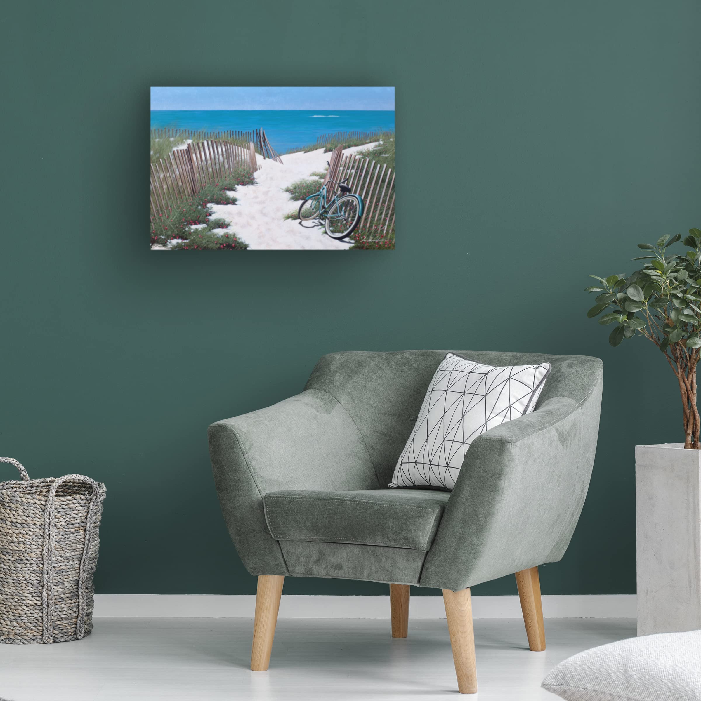 Trademark Fine Art 'Beach Bike' Canvas Wall Art by Zhen Huan Lu - Coastal Decor for Living Room, Bedroom & Office