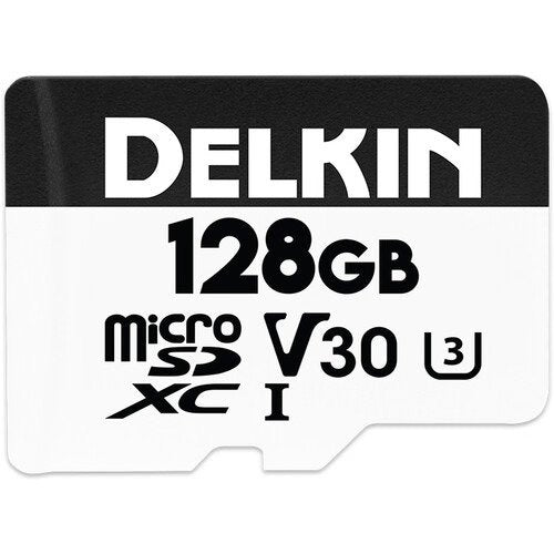 Delkin DDMSDAHS128G 128GB Hyperspeed UHS-I MicroSDXC V30 Memory Card with SD Adapter - High-Speed Storage for 4K Cameras, Drones, and Gaming Consoles