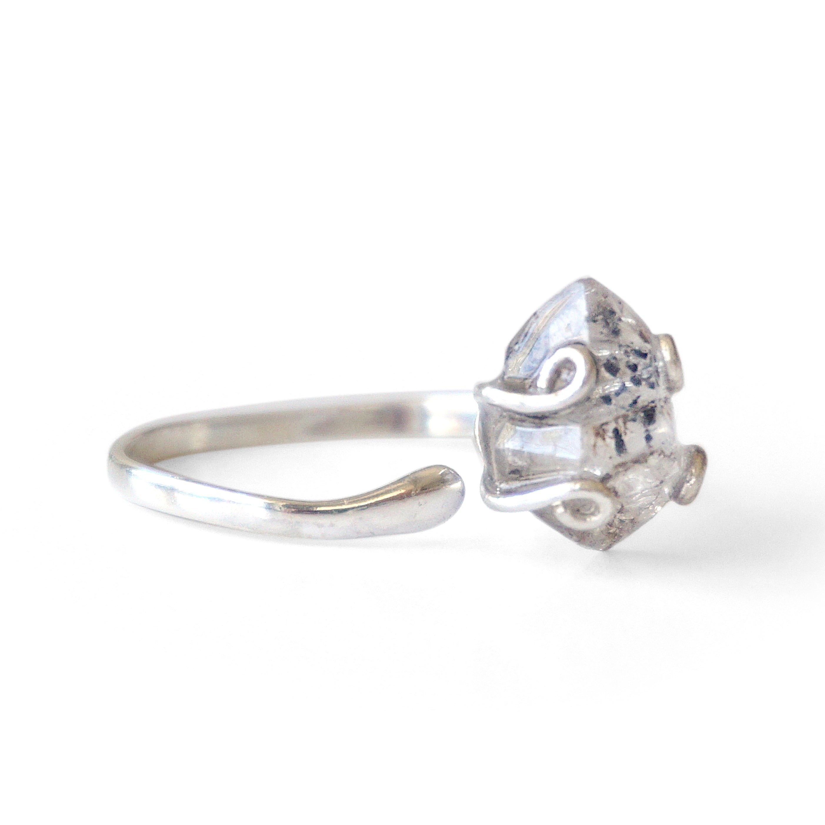 Women's Herkimer Diamond Sterling Silver Adjustable Ring - Elegant Handmade Jewelry for Everyday Wear & Special Occasions | Perfect Gift for Her