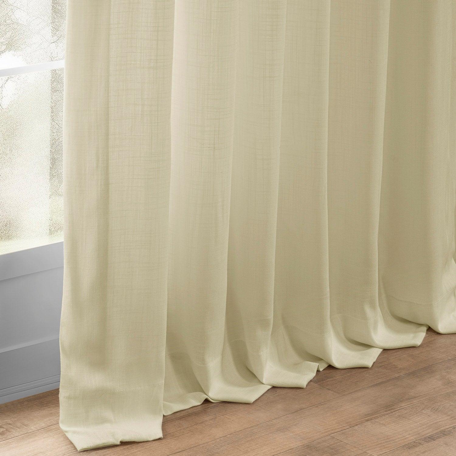 Premium Cream Linen Curtains for Summer - 2 Panels Set | Light Filtering Window Drapes for Living Room & Bedroom | Breathable Natural Fabric for Home Decor