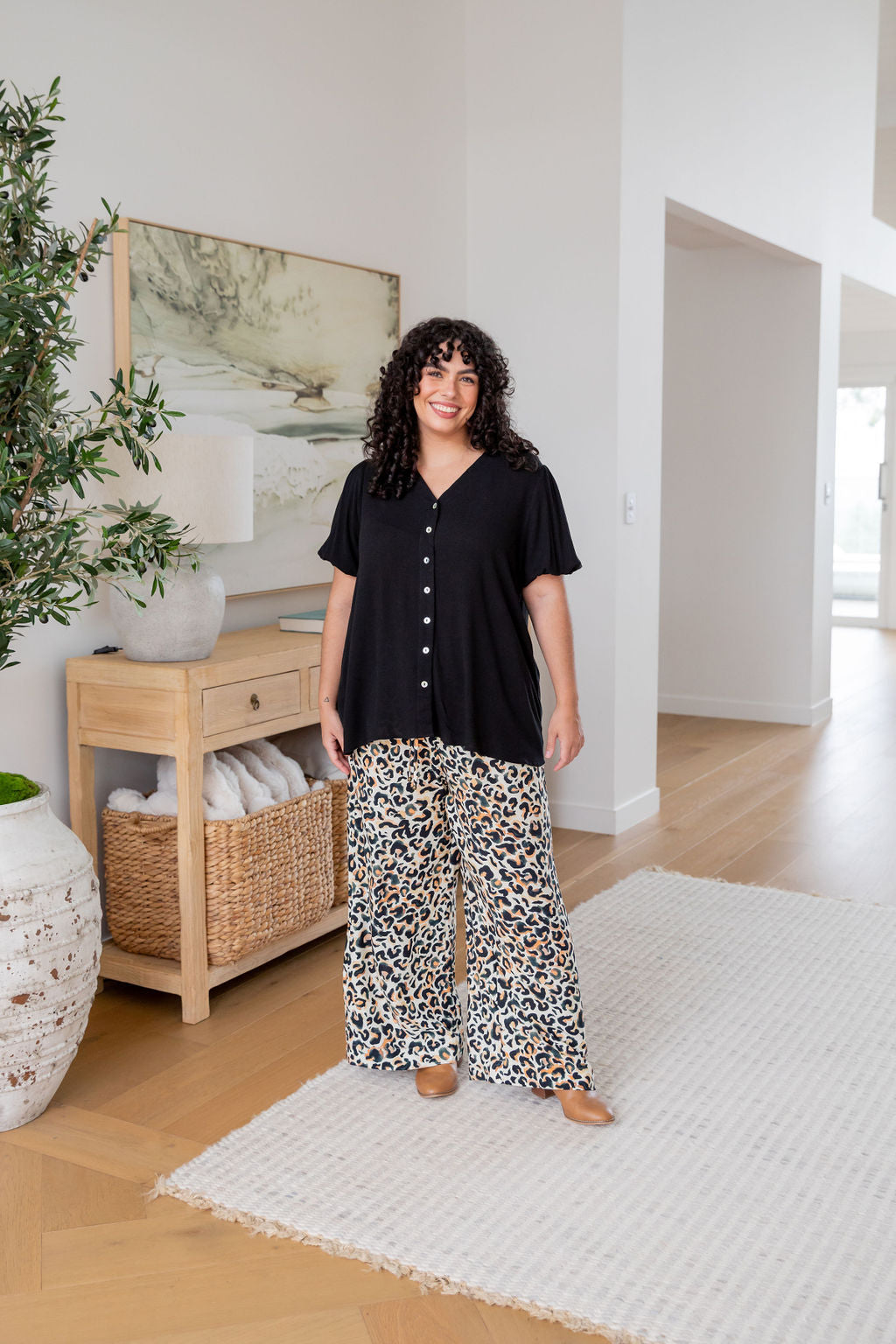 Winona Short Sleeve Blouse - Women's Black Casual Top for Work & Everyday Wear | Office & Outing Outfit