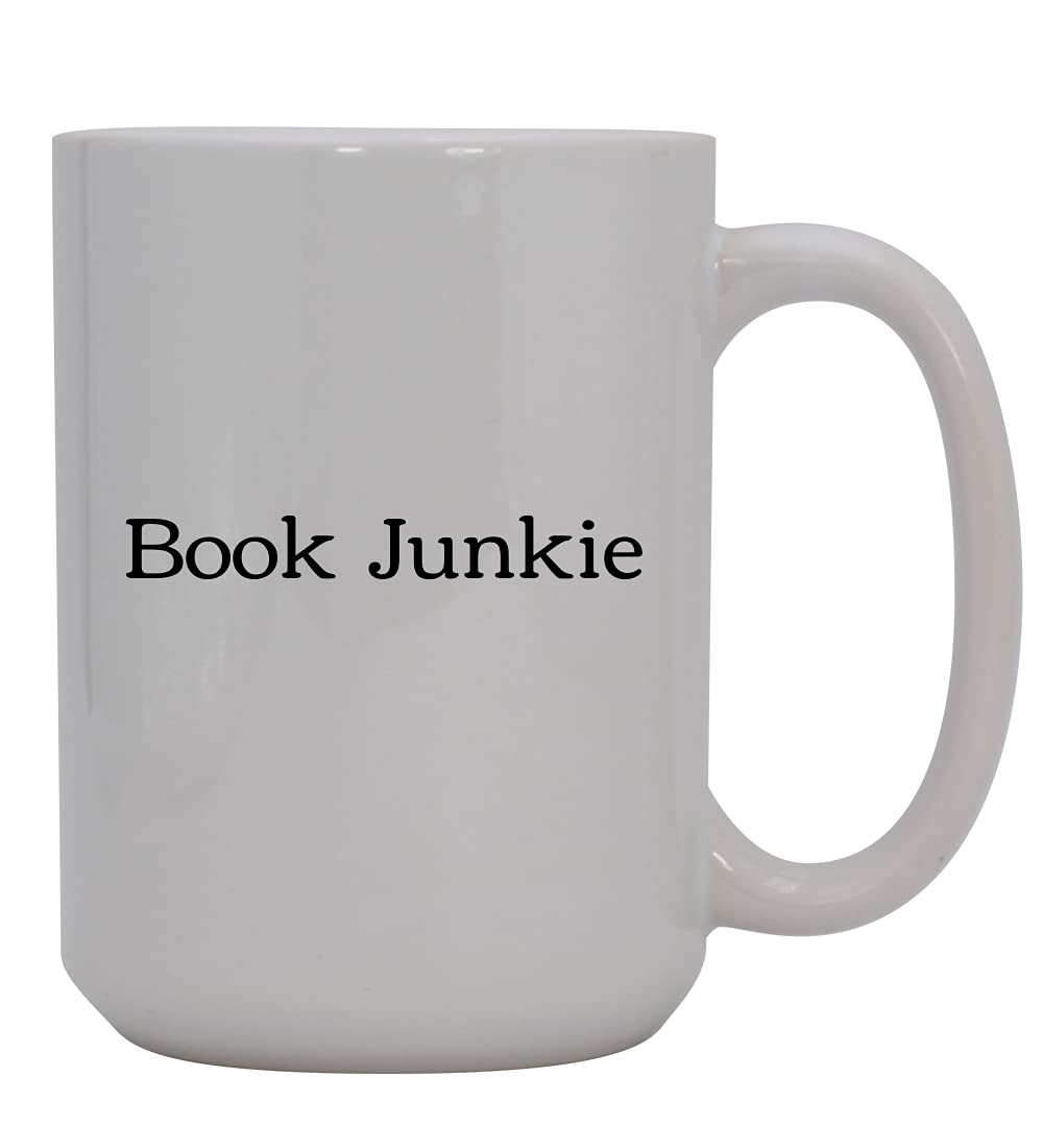Book Junkie - 15oz Ceramic White Coffee Mug with Handle | Perfect for Reading, Office, Gifts & Home Use
