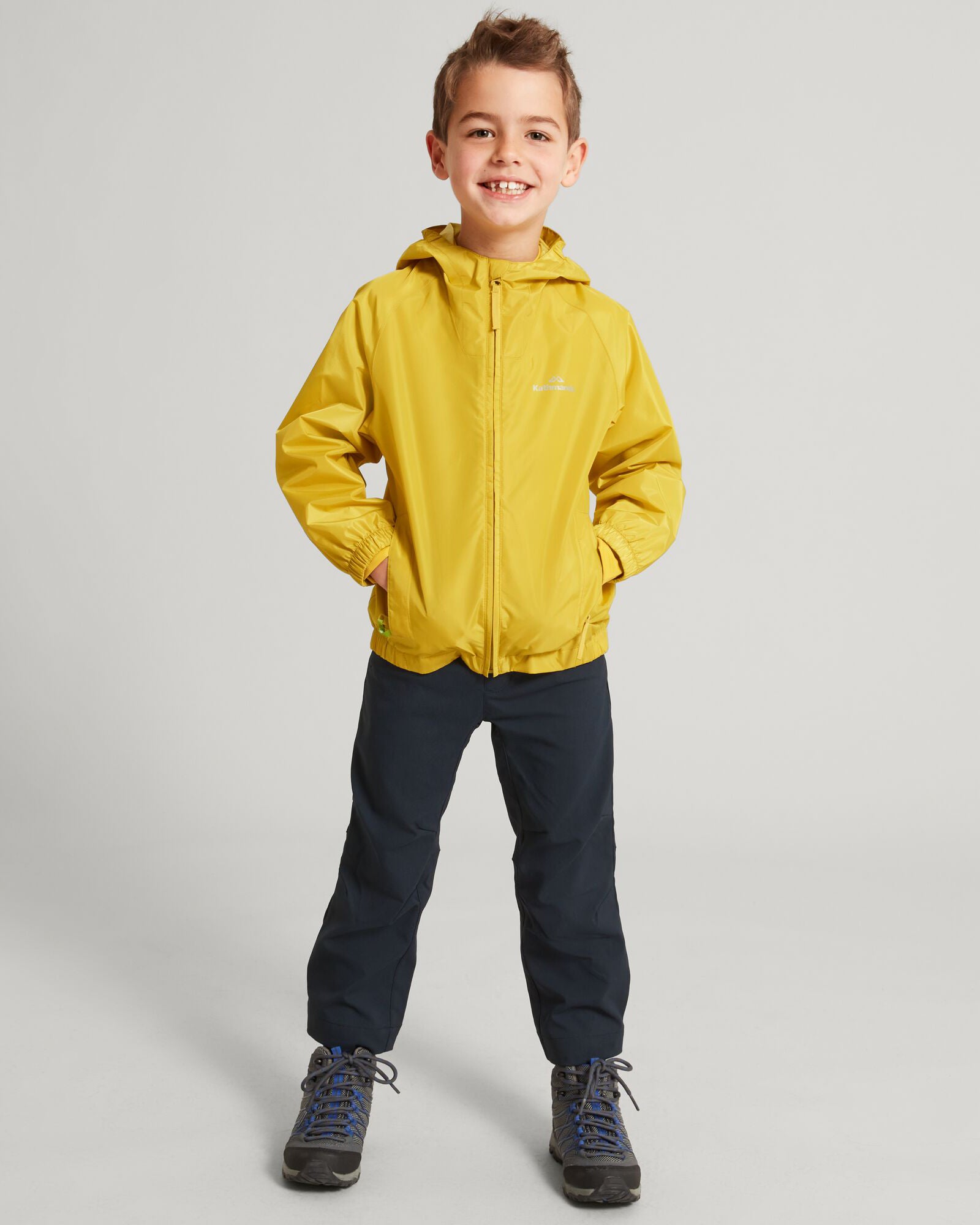 2L Kids Rain Jacket Waterproof Lightweight - Pocket it v4 Kowhai Yellow for Outdoor Play & School Commute