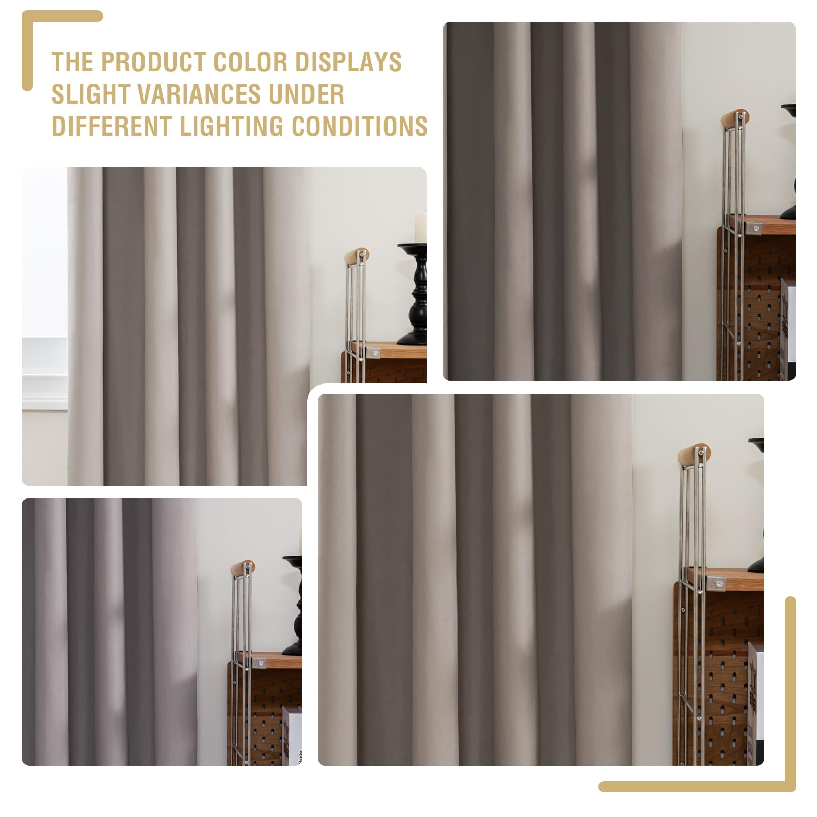 H.VERSAILTEX 100% Blackout Curtains 54 Inches Long - Light Blocking Thermal Insulated Drapes with White Liner for Small Windows, Soundproof Window Treatment Panels with Rod Pocket (Taupe, 2 Panels, 52