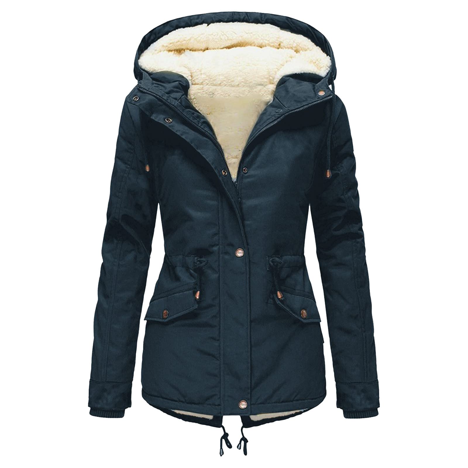 Women's Fleece Lined Windbreaker Jacket - Waterproof Raincoat with Hood for Outdoor Winter Wear | Perfect for Hiking, Camping & Cold Weather Protection