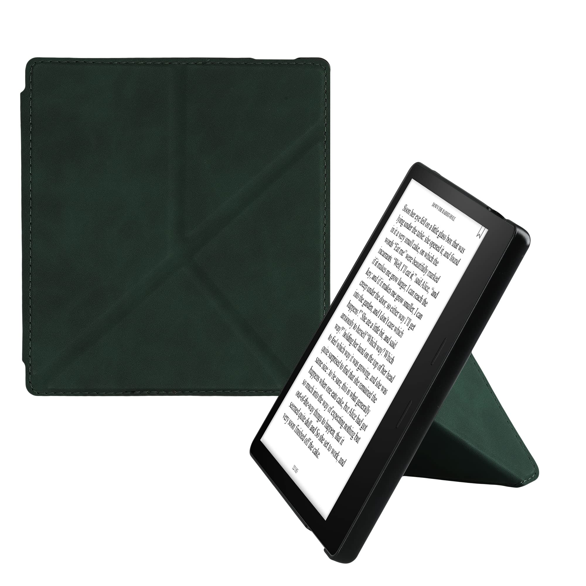kwmobile Origami Case for Amazon Kindle Oasis 10th Generation - Premium Faux Nubuck Leather Cover with Magnetic Closure & Stand Function - Petrol Blue - Perfect for Reading, Traveling and Hands-Free Viewing