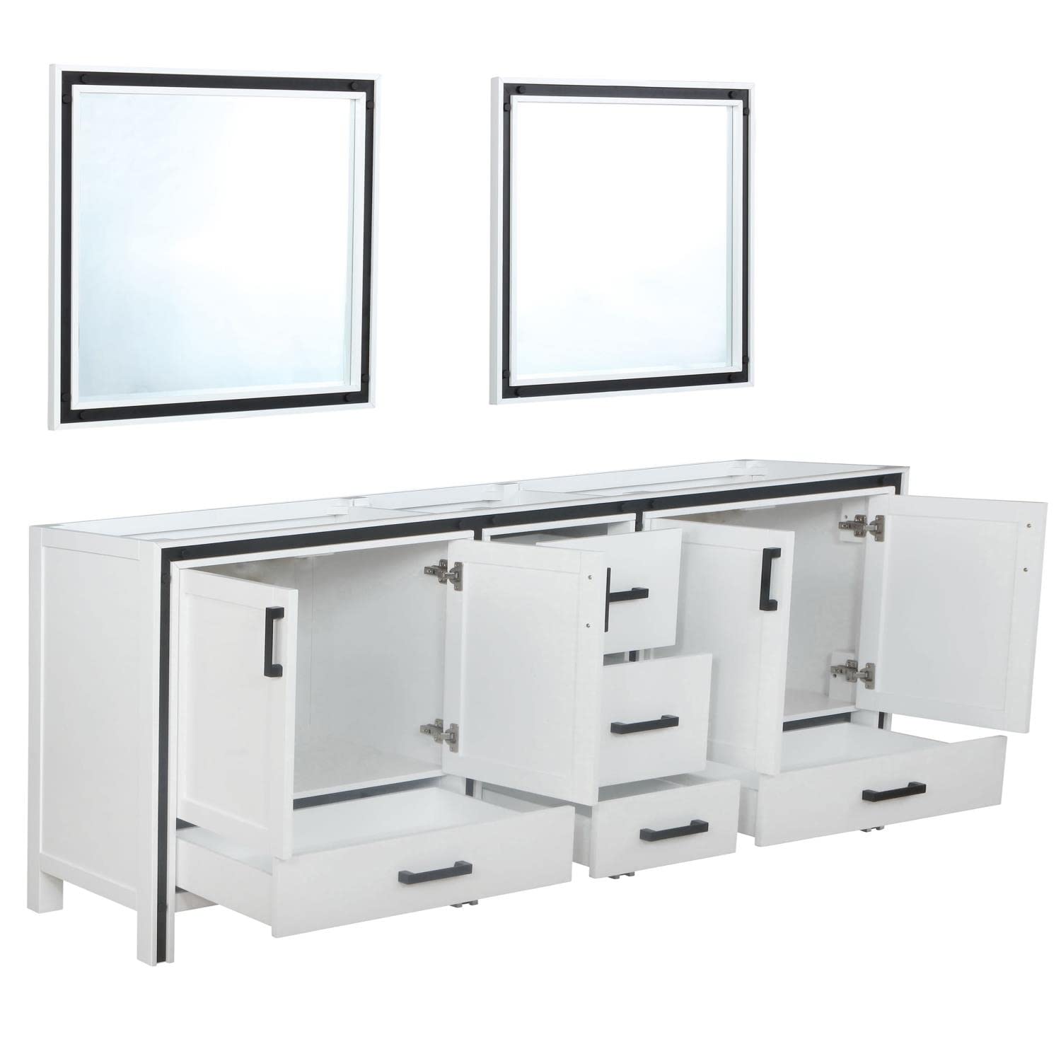 Ziva 84 Inch Wide x 22 Inch Deep White Double Bathroom Vanity Set with 34 Inch Mirrors - Perfect for Master Bathroom or Guest Bath Remodel