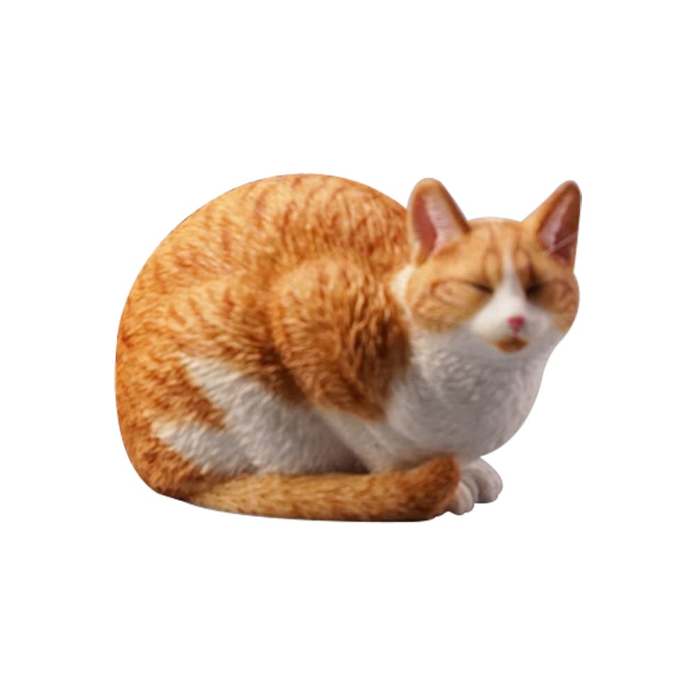 JXK White Resin Sleeping Cat Statue - Handcrafted Cat Figurine with Intricate Details, Durable Polyresin Desktop Decor - Perfect Gift for Cat Lovers | Home & Office Decoration, Shelf Display, Zen Garden Accent