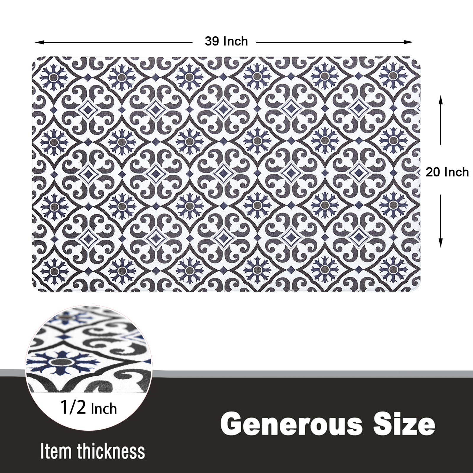 Anti-Fatigue Kitchen Floor Mat for Standing Desks - Comfortable Non-Slip Cushion for Cooking, Dishwashing & Garage Workstations