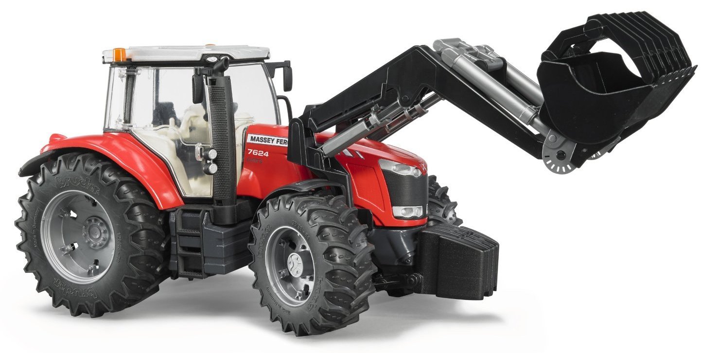 Bruder Massey Ferguson 7600 Tractor Toy with Front Loader - Realistic Farm Vehicle for Kids, Durable Construction Play Set - Perfect for Imaginative Farming Scenes & Pretend Play