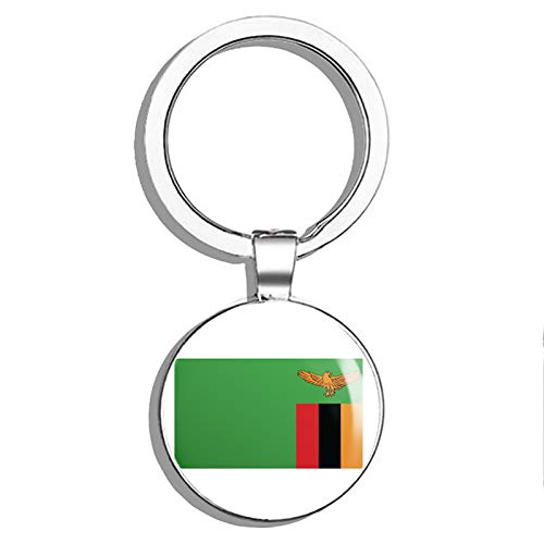 Double Sided Zambia Flag Stainless Steel Keychain - Durable Key Ring Holder with Carabiner Clip | Perfect for Travel, Gifts & Key Organization