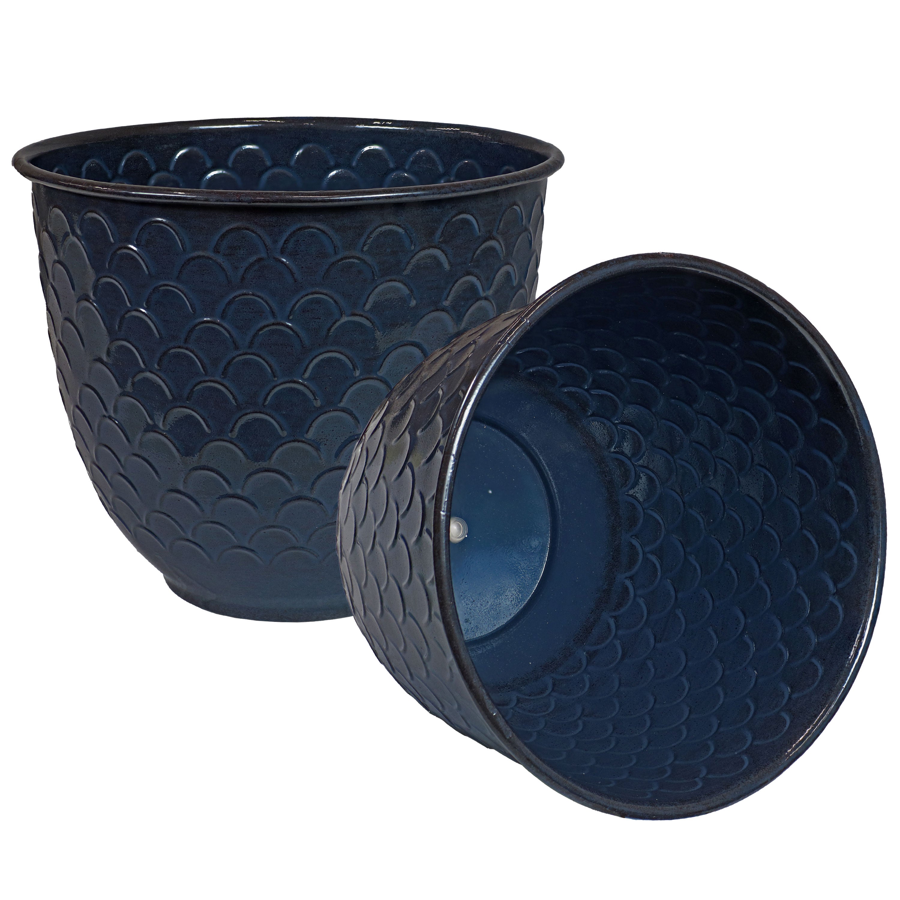 Sunnydaze Dinah 12.5 Inch Metal Outdoor Plant Pots - Rust-Resistant Garden Planter for Patio, Deck, Balcony & Backyard Decor