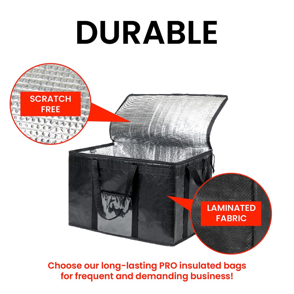 NZ Home Durable PRO Insulated Cooler Bag & Food Warmer (3XL, 2 Pack) - Heavy Duty Commercial Grade with Zippered Top - Perfect for Food Delivery, Grocery Shopping, Picnics & Outdoor Activities - Black