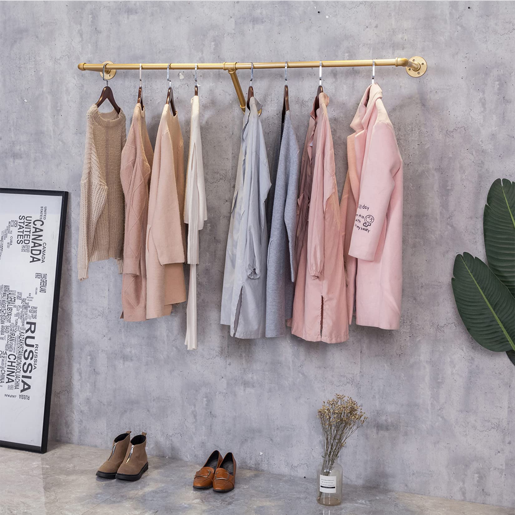 Vintage Industrial Pipe Wall Mounted Towel & Clothing Rack - 47