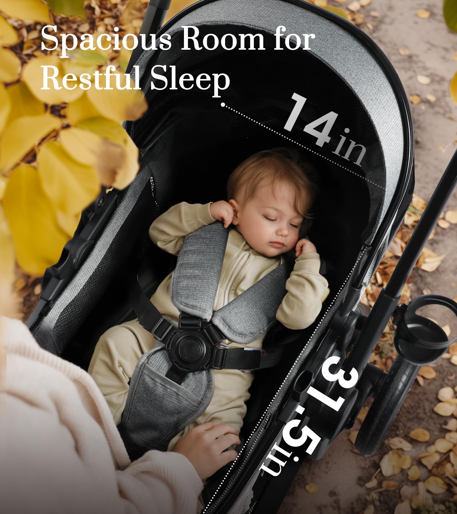 2-in-1 Convertible Baby Stroller with Aluminum Frame & Linen Fabric - Bassinet & Reversible Seat Stroller with Rubber Wheels - Foldable Infant Stroller with Adjustable Backrest & Canopy - for Newborns to 36 Months (Gray) - Perfect for Park Walks, Shopping & Travel