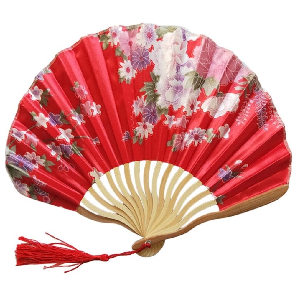 Vintage Chinese Style Silk Bamboo Folding Hand Fan - Portable Handheld Fan for Weddings, Church Events & Home Decor - Perfect Gift for Brides & Guests (Golden Color) - Ideal for Summer Cooling, Asian Weddings & Cultural Events
