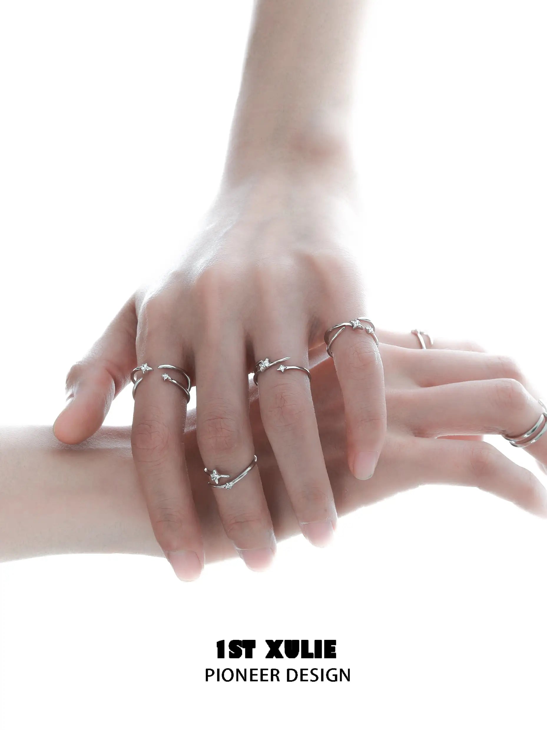S925 Sterling Silver Irregular Twisted Adjustable Ring Set for Women - Elegant Stackable Boho Jewelry for Everyday Wear & Special Occasions