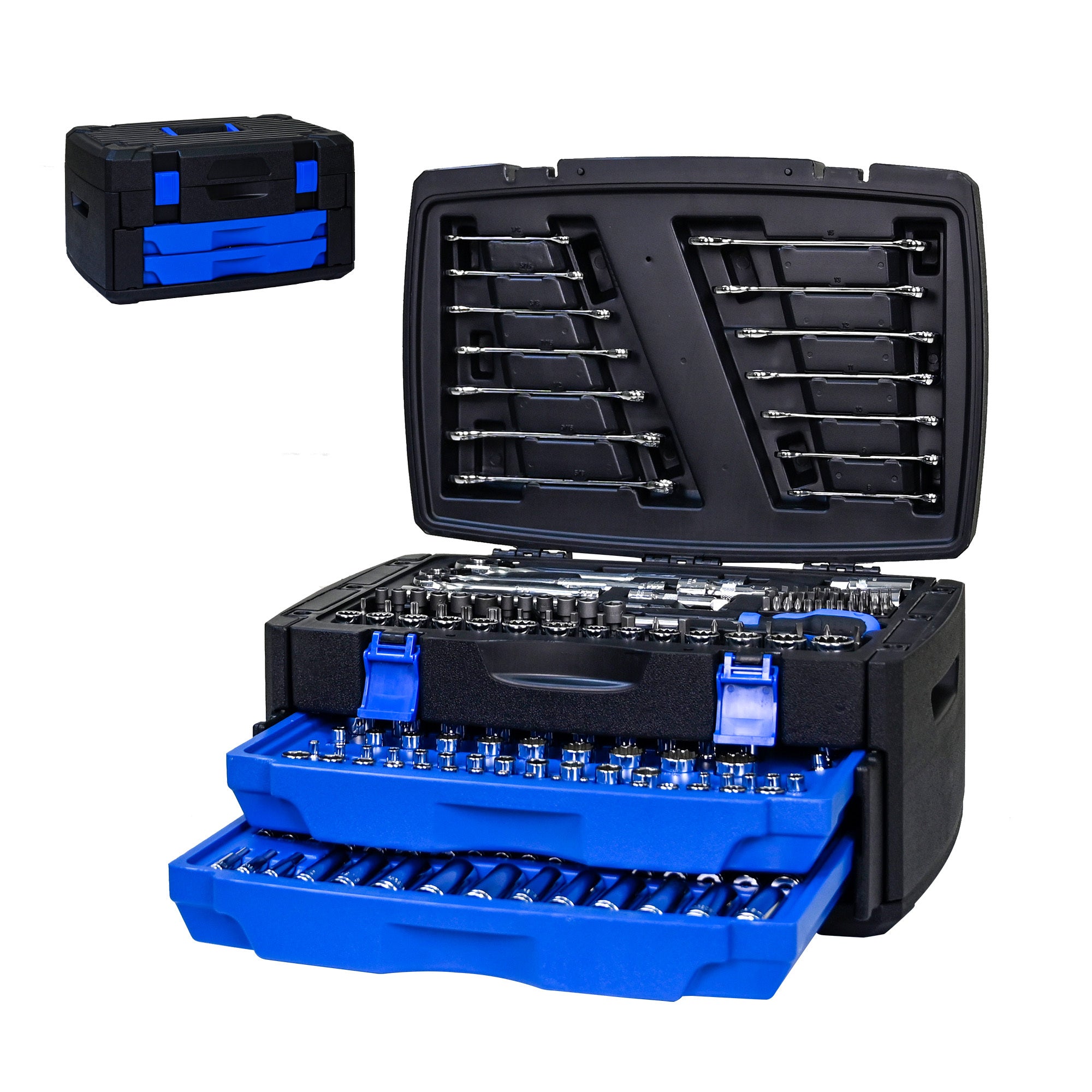 266-Piece Black Hand Tool Box Set - Complete Tool Kit for Home Repairs, DIY Projects & Automotive Maintenance