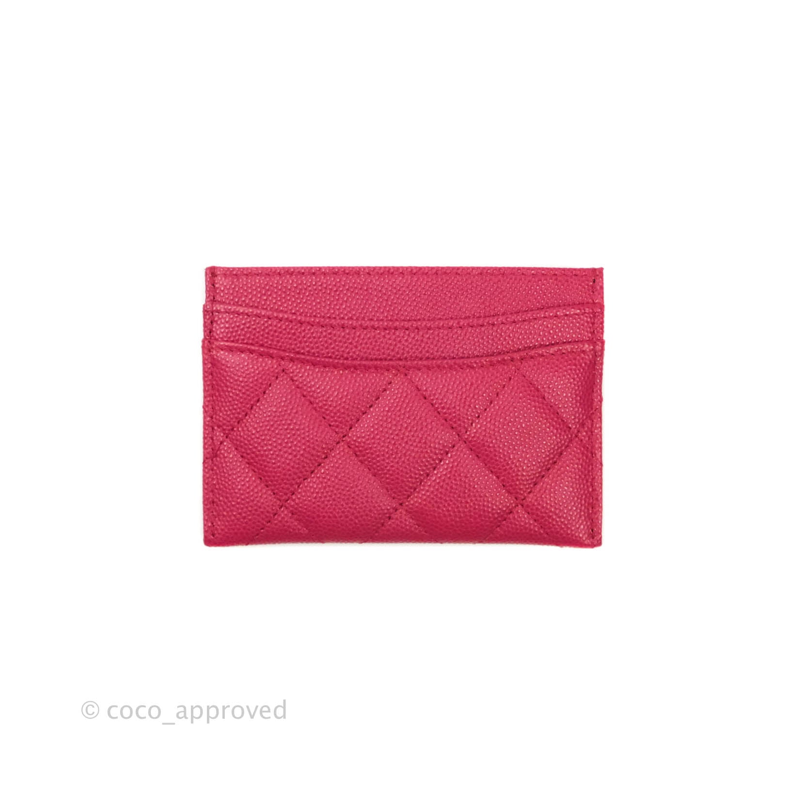 Chanel Classic Caviar Leather Flat Card Holder Wallet in Pink with Gold Hardware - 21A Collection | Luxury Compact Wallet for Everyday Use & Travel Essentials