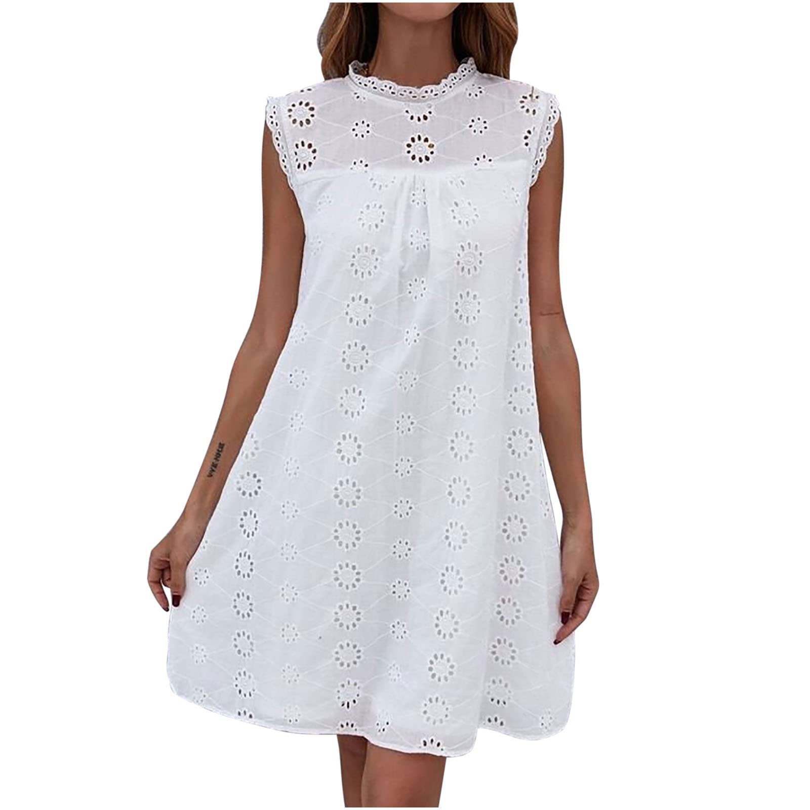 Sexy 3/4 Sleeve Lace Patchwork Midi Dress for Women - Slim Fit Summer Flowy Short Dress for Wedding Guest, Club Party & Date Night