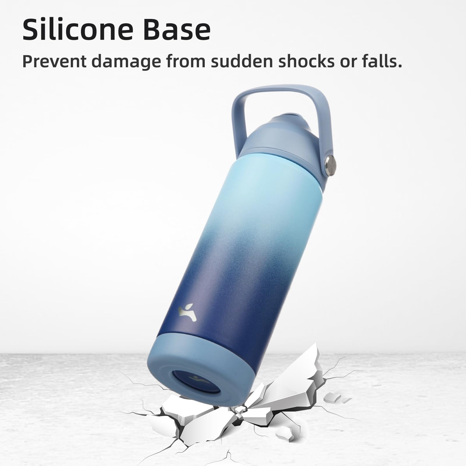 24 oz Insulated Stainless Steel Water Bottle with Straw Lid & Silicone Handle - Leakproof Vacuum Flask for Hiking, Gym & Outdoor Activities - Sky Blue