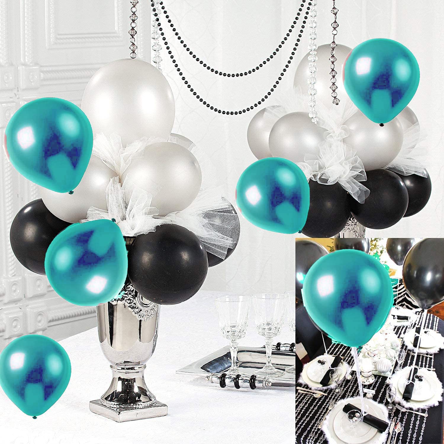 2025 Teal & Black Graduation Party Decorations - 30pcs Balloons Set for Graduation, Birthday & Bridal Shower | Turquoise Balloon Arch Kit for Party Backdrop, Photo Booth & Celebration Decor