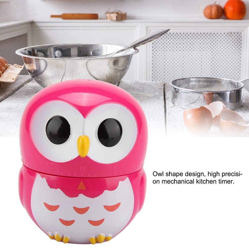 Cute Owl Shape Kitchen Timer - Mechanical Cooking Countdown Clock with Alarm, Portable Rose Design for Baking, Meal Prep, and Home Kitchen Use