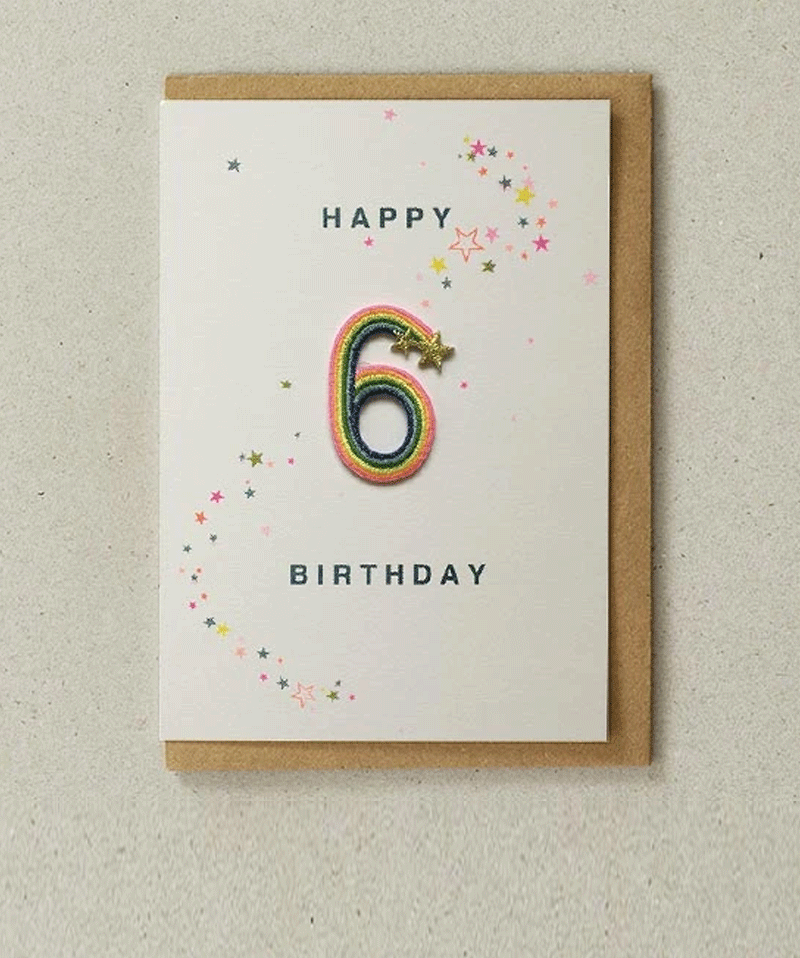 Rainbow Birthday Card for 6 Year Olds - Colorful Kids Greeting Card by Petra Boase - Perfect for Birthday Parties, School Celebrations & Special Occasions
