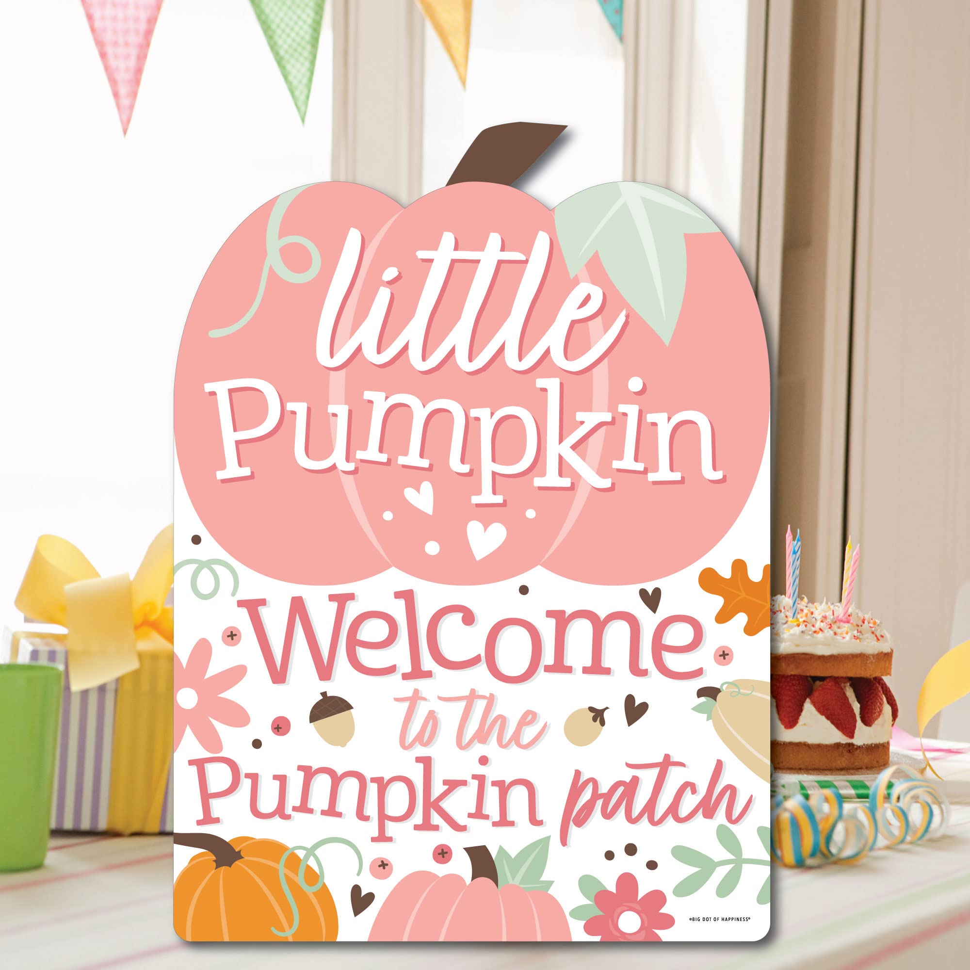 Big Dot of Happiness Girl Little Pumpkin Party Decorations - Fall Birthday Party, Baby Shower Welcome Yard Sign for Autumn Celebrations & Seasonal Home Decor