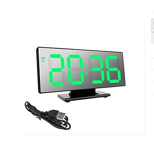MKJLSD Digital LED Alarm Clock with Snooze, USB Charger & Mirror Display - Bedside Table Clock for Home, Office, Dorm Room (Night Light, Phone Charging Station)