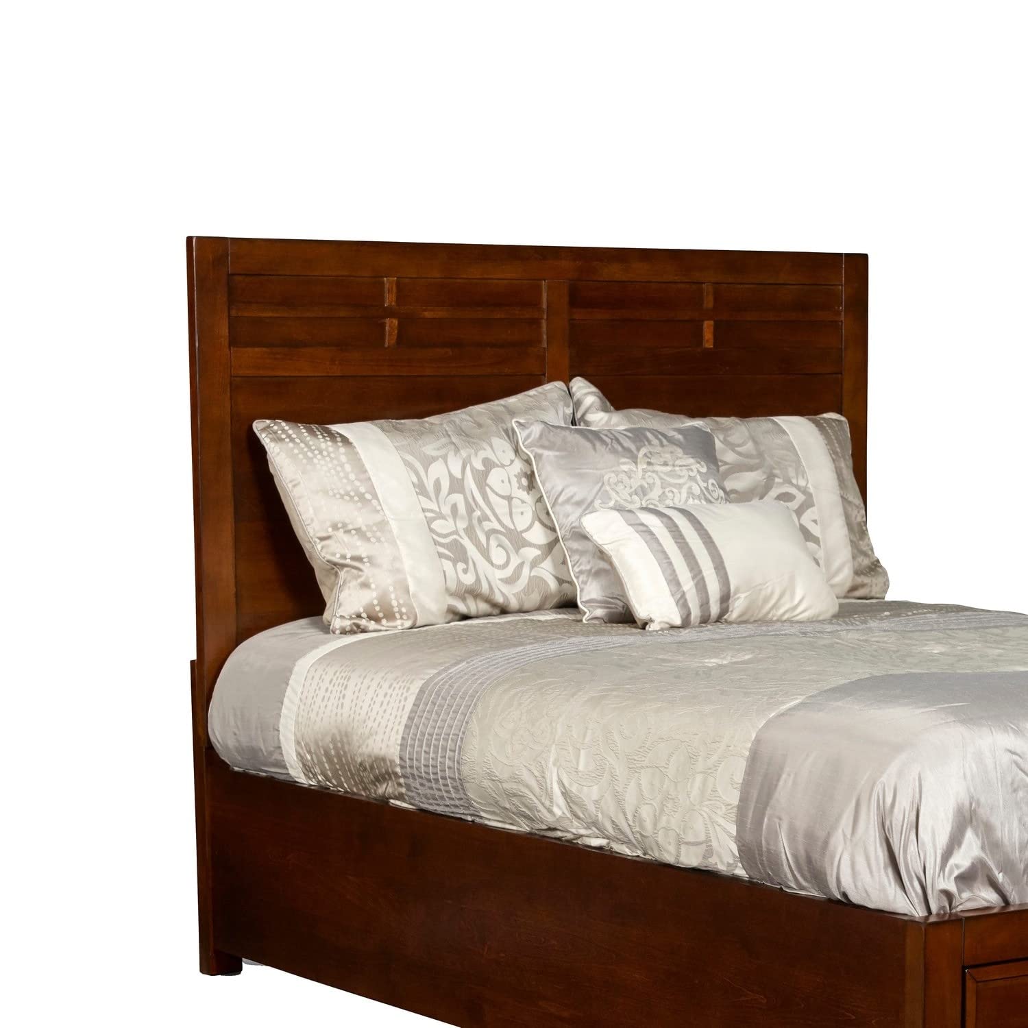 Custom Twin Size Wooden Headboard - Cherry Brown Antique Finish, Modern Panel Design for Bedroom Decor | Perfect for Guest Rooms, Kids' Rooms & Dormitories