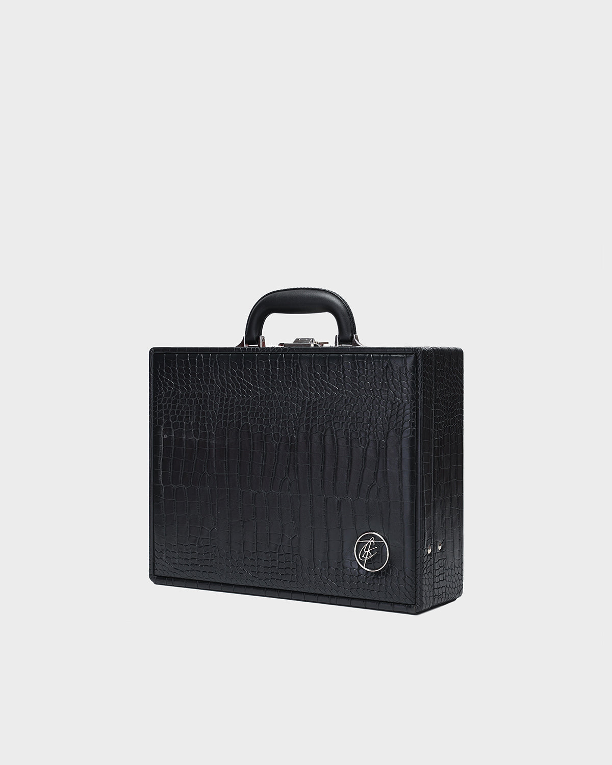 Premium Black Citadel Croc Leather Briefcase for Business Professionals - Stylish Work Bag for Office, Meetings & Business Travel