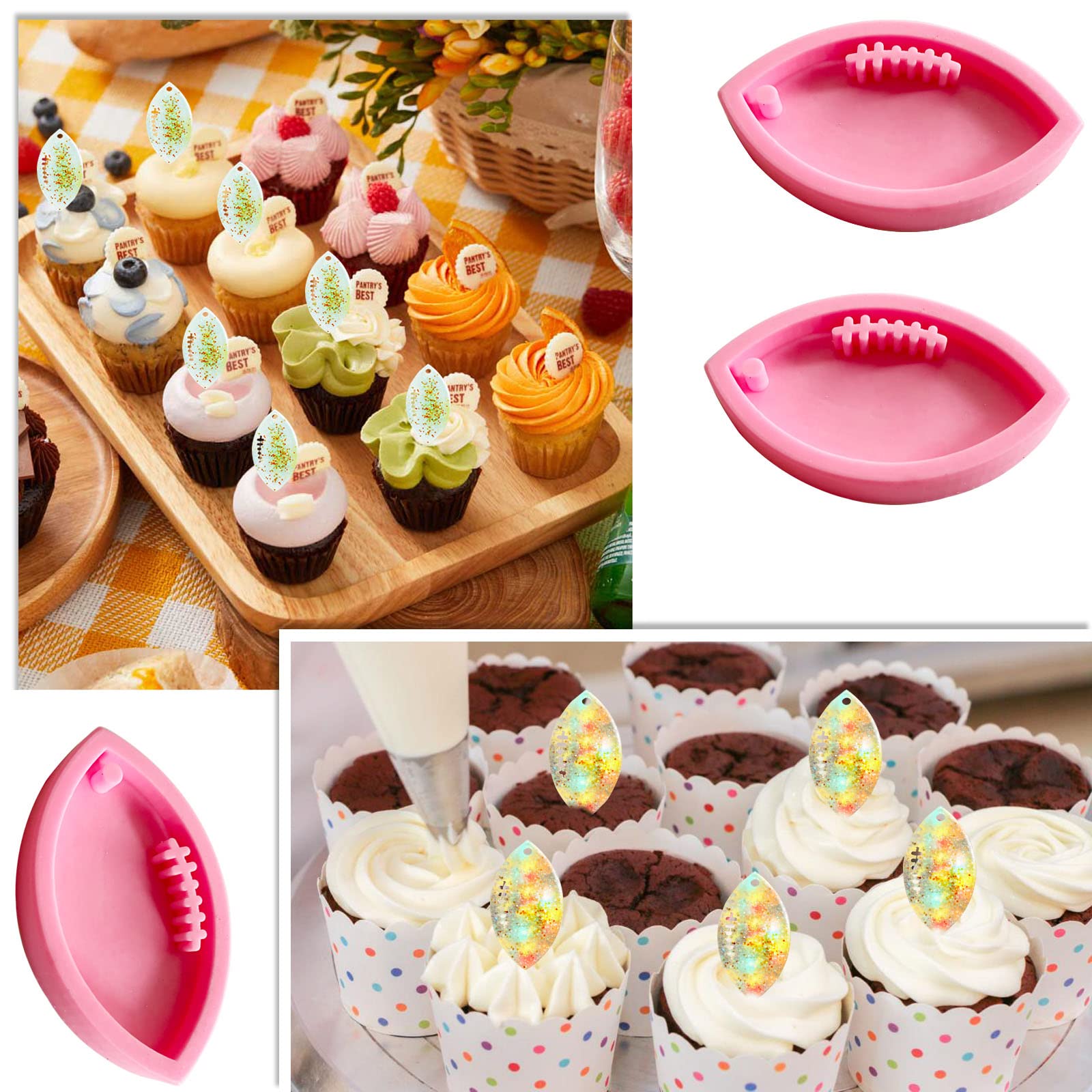 5Pcs Rugby Keychain Silicone Molds with Hole - DIY Football Charm Pendant & Tassel Molds for Crafting, Gift Making & Sports Fan Accessories - Perfect for Rugby Gifts, DIY Jewelry & Team Spirit Decorations