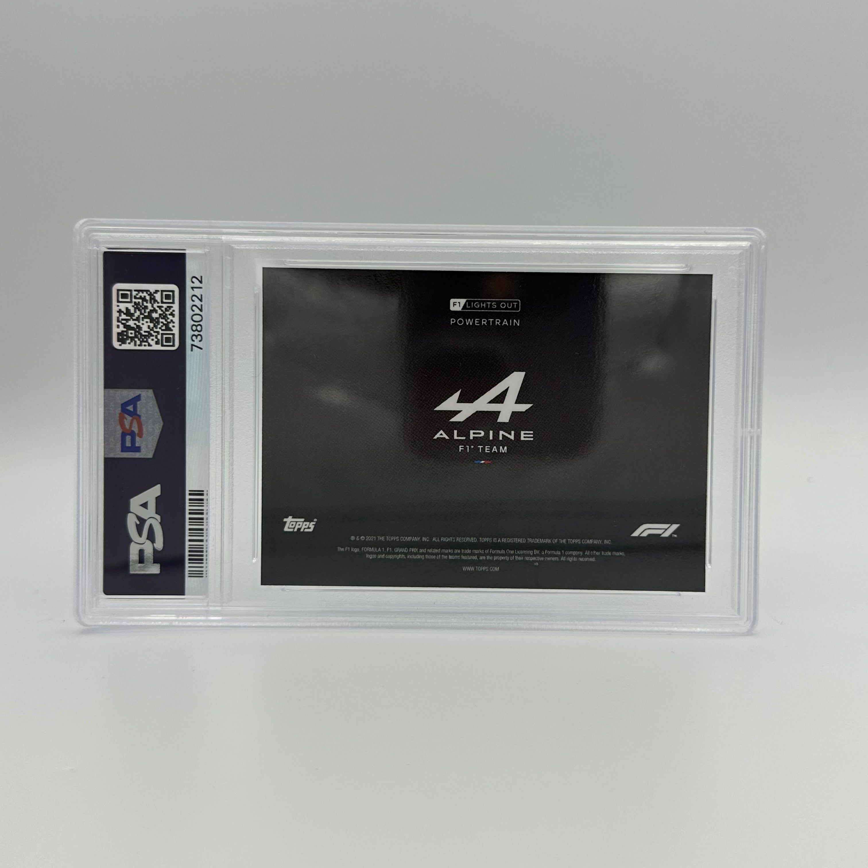 PSA 9 Graded 42/50 ALPINE F1 Team PowerTrain Aqua Trading Card - Rare Collectible for F1 Fans & Sports Memorabilia Enthusiasts
