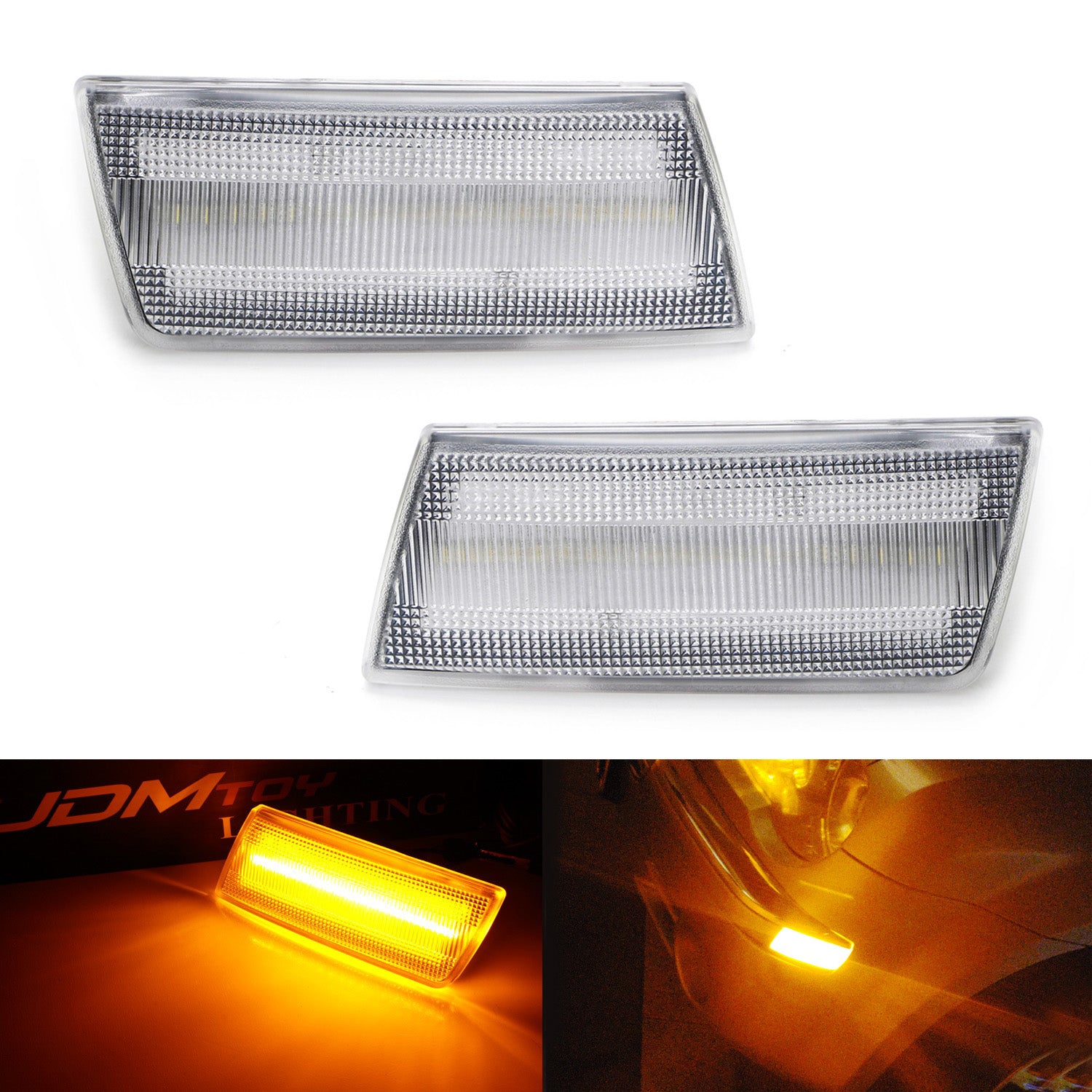 2005-2010 Chrysler 300 Amber LED Side Marker Lights - Clear Lens with 30 SMD LEDs - Durable Replacement for Front Turn Signals - Perfect for Night Driving & Car Customization