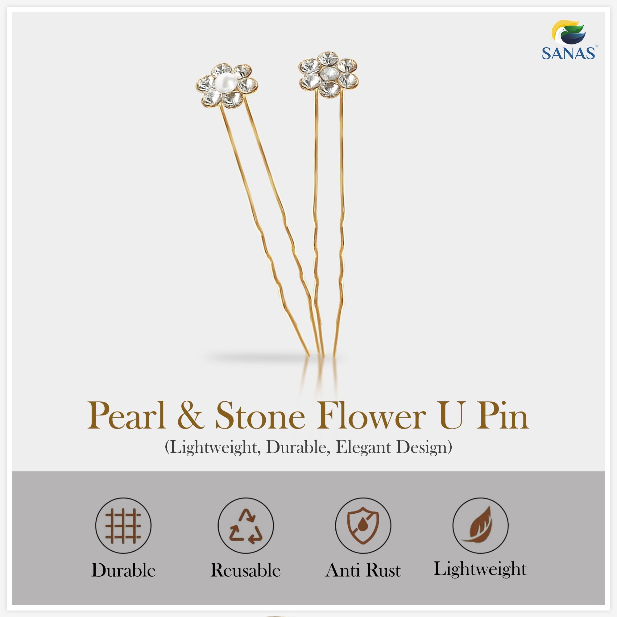 24Pcs Rhinestone Floral Hair Pins for Women - Gold Sparkly Bridal Hair Accessories for Wedding, Party & Special Occasions