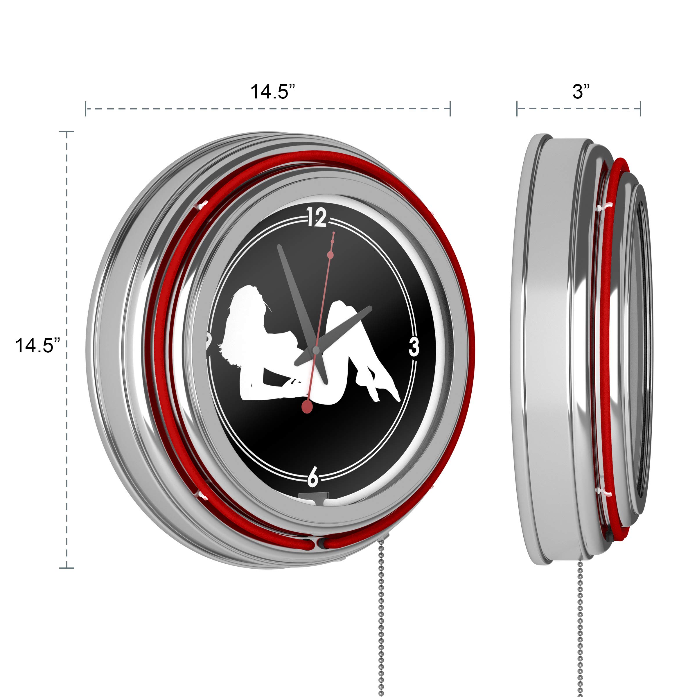 Shadow Babes Series - Red Neon Ring Clock with Dual Illuminated Rings - Perfect for Bedroom, Gaming Room & Retro Decor