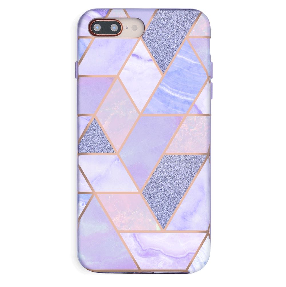 Stylish Purple Geometric Marble iPhone Case - Durable Protective Cover for iPhone 13/14/15 Pro Max - Trendy Aesthetic Phone Case for Women & Men - Perfect for Daily Use, Travel & Gift Giving