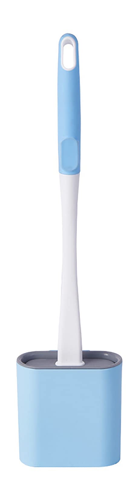 Long-Handled Silicone Toilet Brush and Holder Set - Wall-Mounted Bathroom Cleaning Brush with Ventilation Base, Punch-Free Design, No Dead Ends - Compact Size for Small Bathrooms (Blue) - Perfect for Daily Cleaning and Hygiene Maintenance